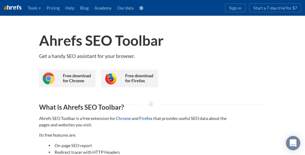 Ahrefs SEO Toolbar Screenshot