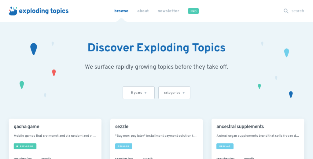 Exploding Topics Screenshot