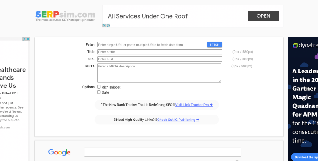 SERPSim Screenshot