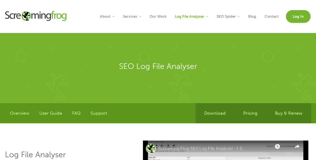 Screaming Frog Log Analysis Screenshot