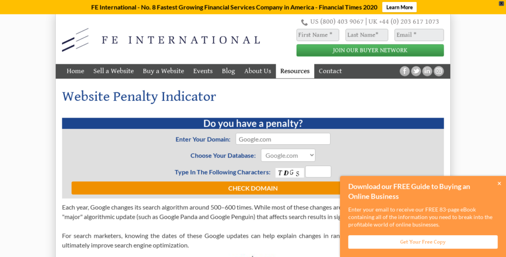 Website Penalty Indicator Screenshot