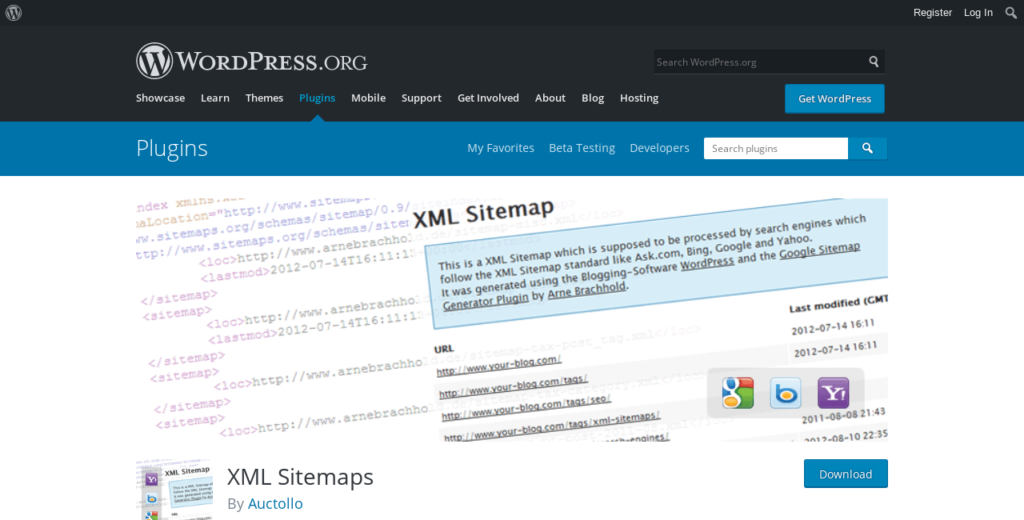 XML Sitemaps plugin Screenshot