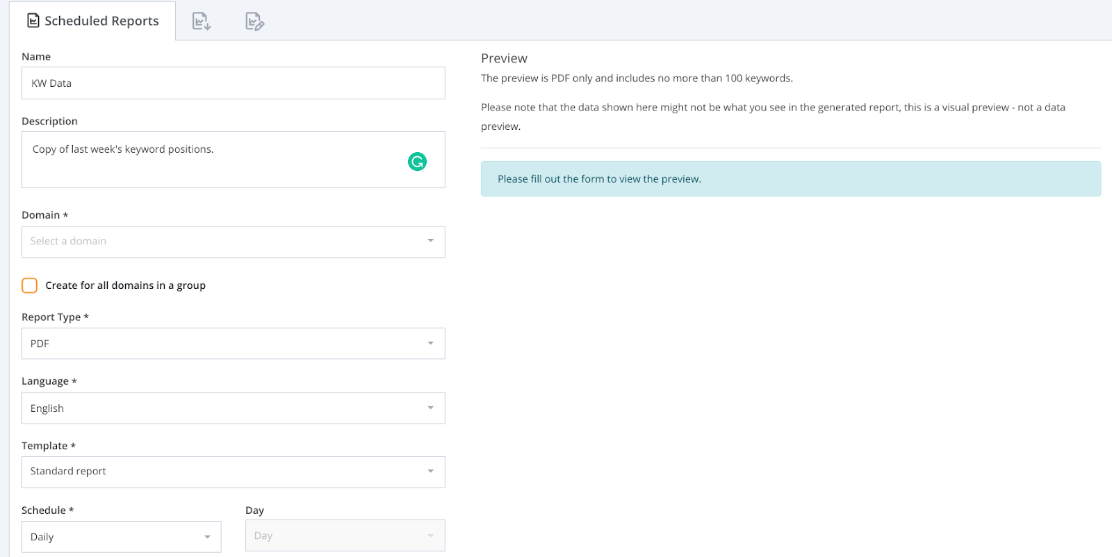 Accuranker Scheduled Report