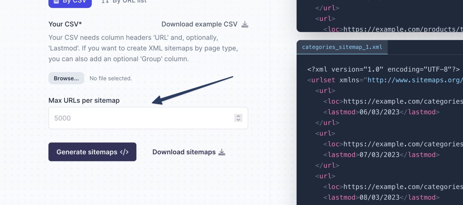 Free XML Sitemap Generator: Index File & CSV Upload Support