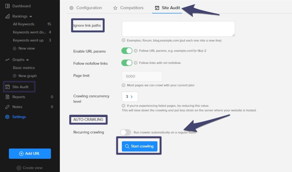 site audit crawl