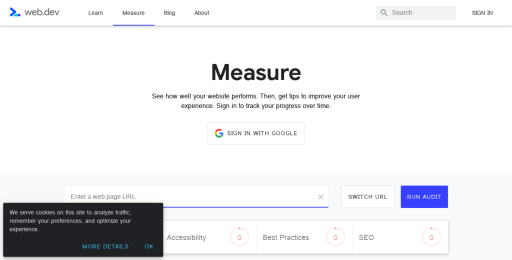 web.dev Measure Screenshot